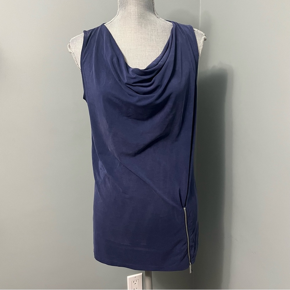 MICHAEL MICHAEL KORS cowl neck sleeveless blouse with zipper detail size medium